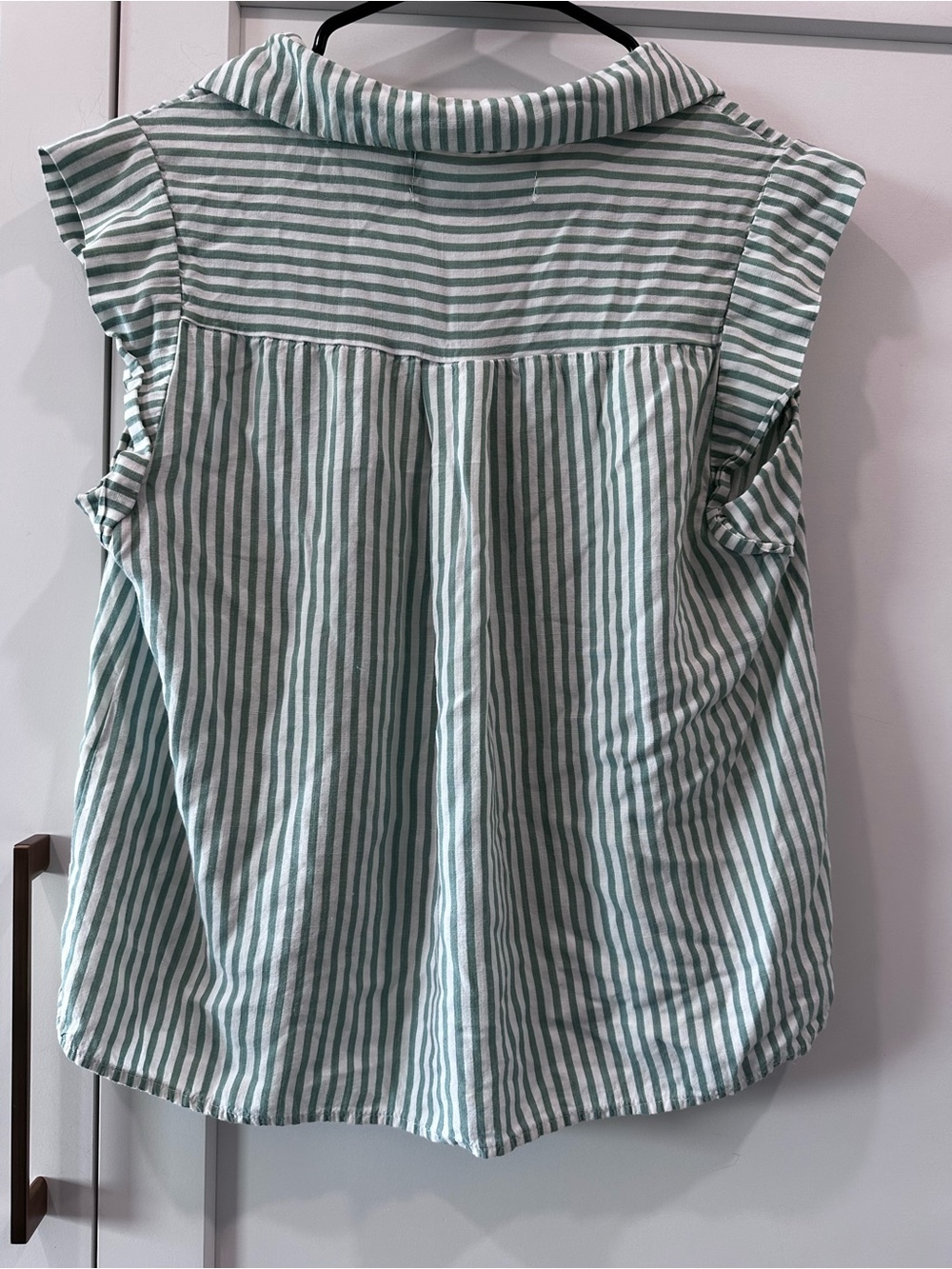 Pink Martini Mint Green and White Striped Sleeveless Button-Down Top - Picture 3 of 5
